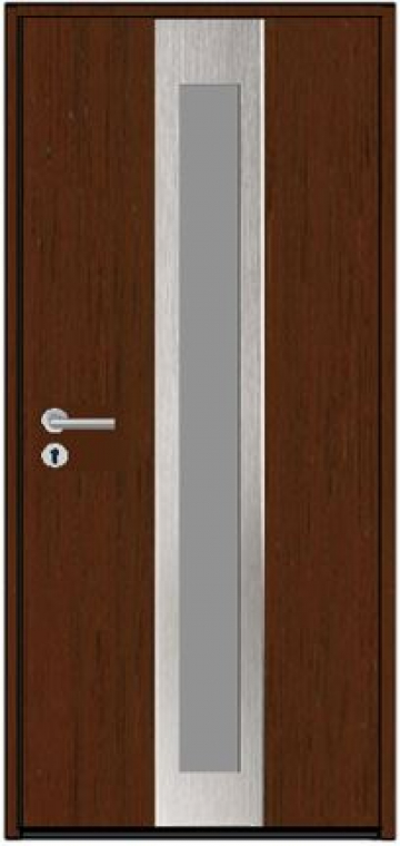 Входная дверь HTA100 HORMANN Mahogany/Mahogany с остеклением и нажимными ручками
